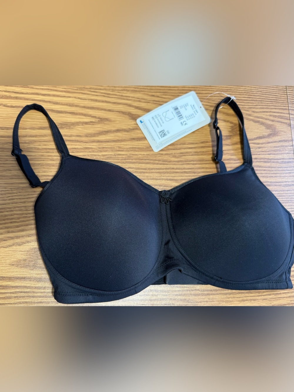 Amoena 38D Mastectomy - Black - No Wire Bra w Smooth Tee Shirt Soft Cups NWT